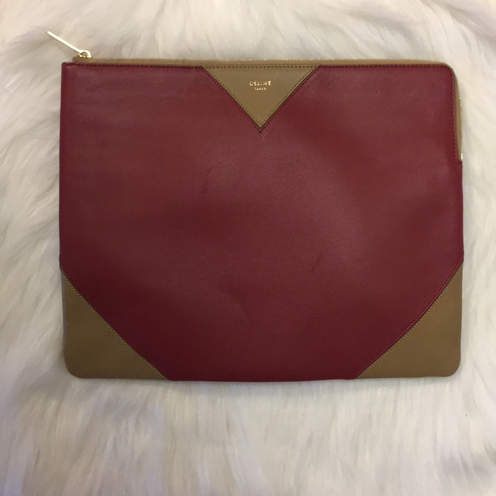 Celine red and tan clutch